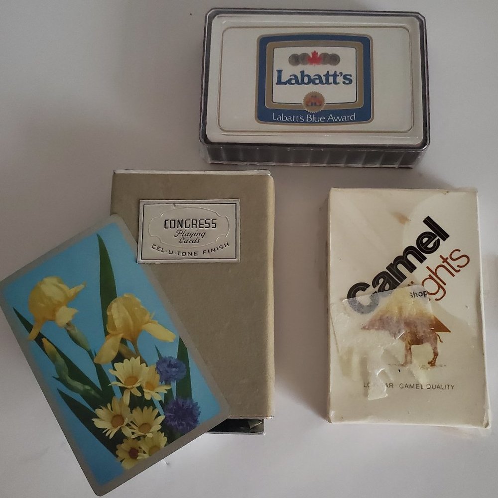 Vintage PLAYING CARDS | 3 decks available: LABATT'S, CAMEL LIGHTS, CONGRESS*READ